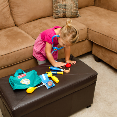 FISHER PRICE® Medical Kit - Just what the doctor ordered!  This play kit Includes all the medical essentials for your own little pretend doctor or nurse.  Includes plastic play stethoscope, blood pressure cuff, thermometer, bandage and other play medical tools.